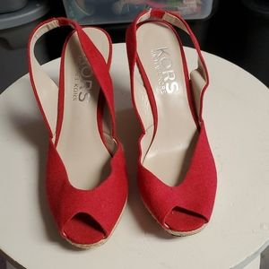 Michael Kors Peep Toe Red Wedge 8.5